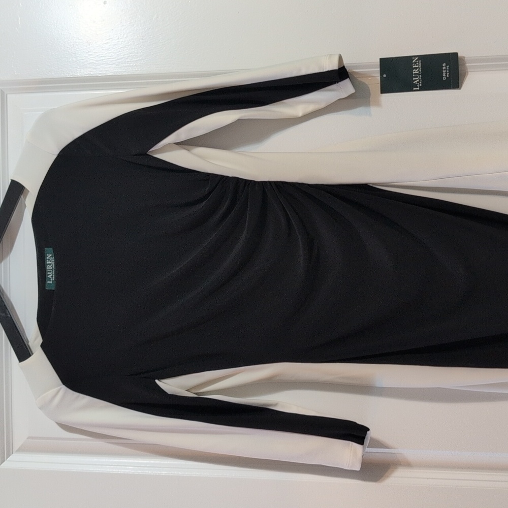 Black and White Ruched Dress